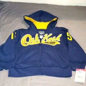 New OshKosh Toddler Zip Up Hoodie. Size 3, Blue and Yellow.